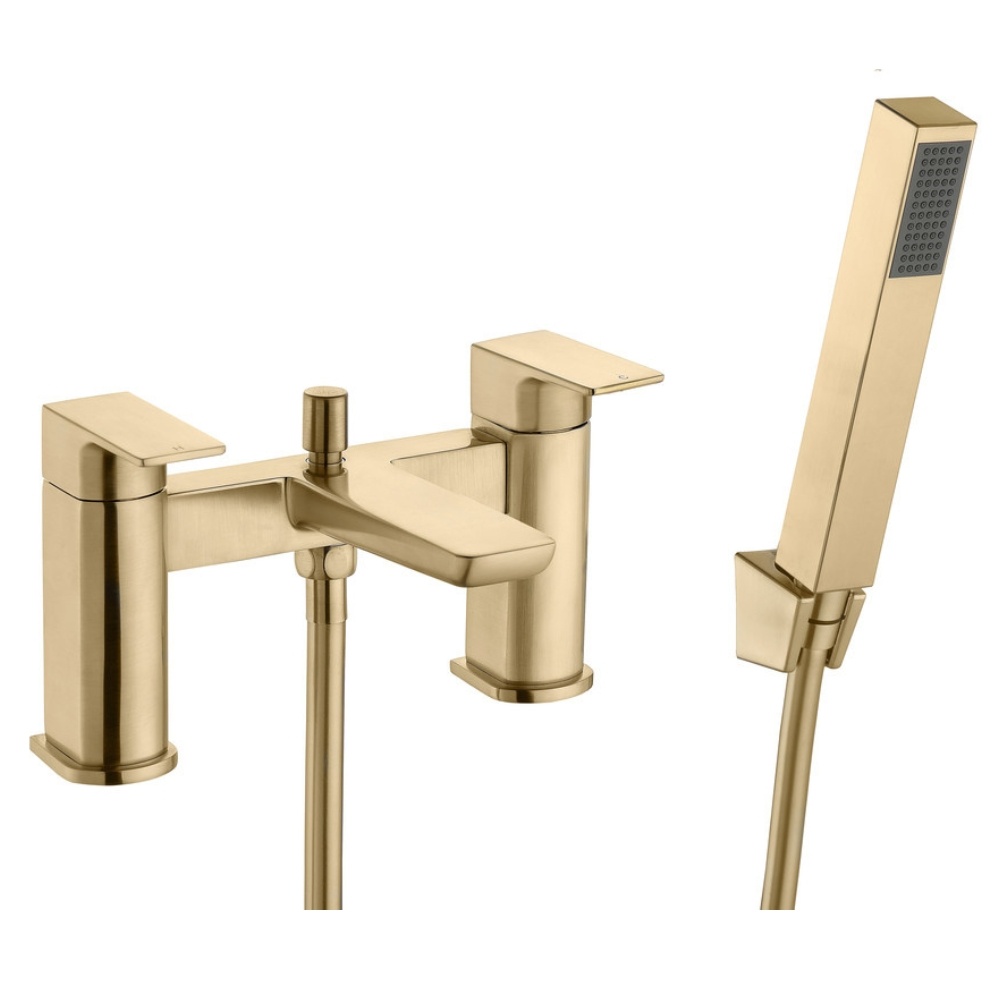Product cut out image of the Dorian Brushed Brass Bath Shower Mixer Tap ZERO105810